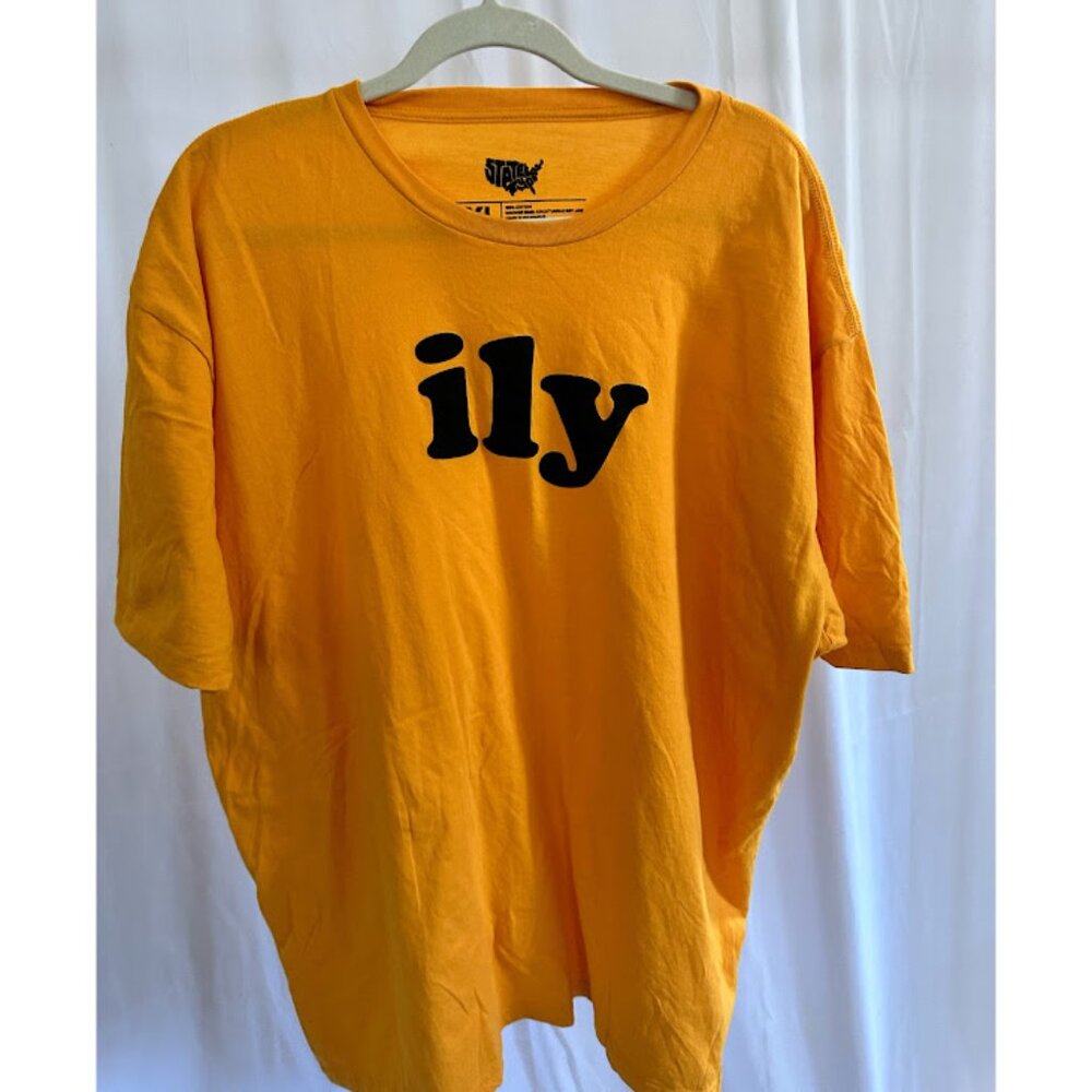 Stately Type 3XL "ily" (I Love You) Golden yellow crew-neck tee